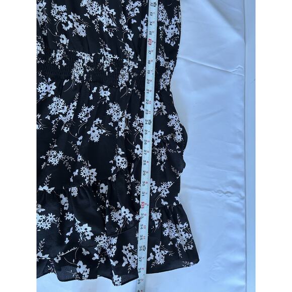NWT Michael Michael Kors Womens Black Floral Fit & Flared Tiered Dress Size XS‎ - Picture 6 of 7